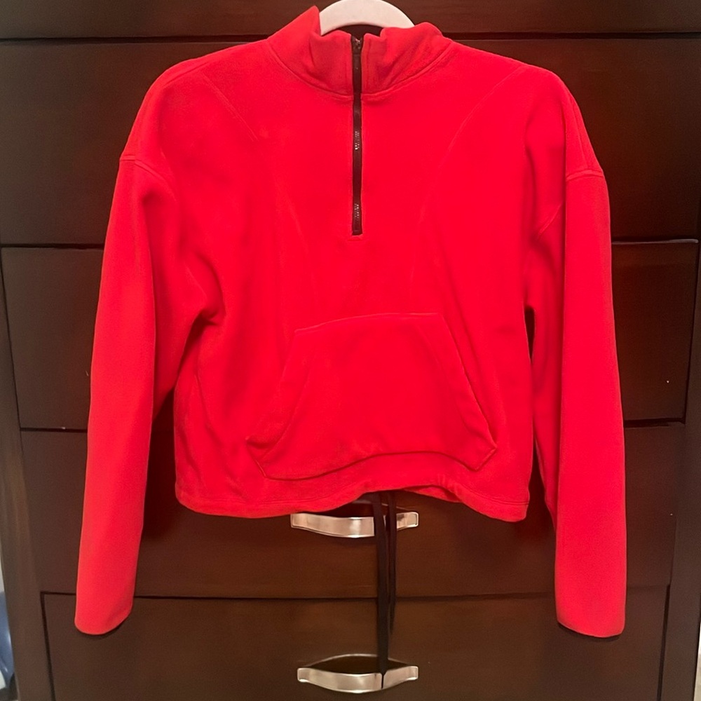 PINK Red Cropped Sweatshirt